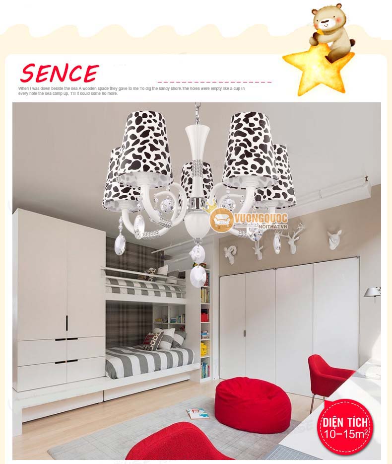 Đèn chùm trẻ em đốm bò sữa dễ thương UHS127-2